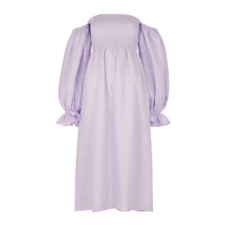 Sleeper + Atlanta Lilac Smocked Linen Midi Dress