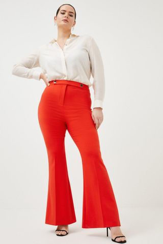 Karen Millen + Curve Compact Stretch Flared Trousers