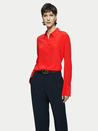 Jigsaw + Silk Stitched Shirt | Red