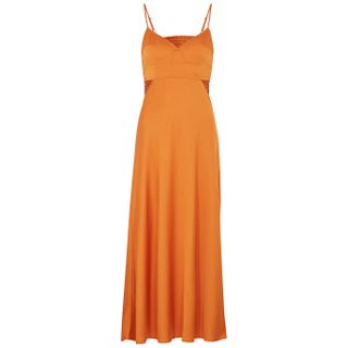 A.L.C. + Blakely Orange Cut-Out Satin Midi Dress