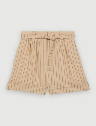 Maje + Belted Striped Shorts