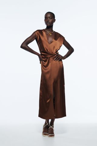 Zara + Satin Dress with Detail