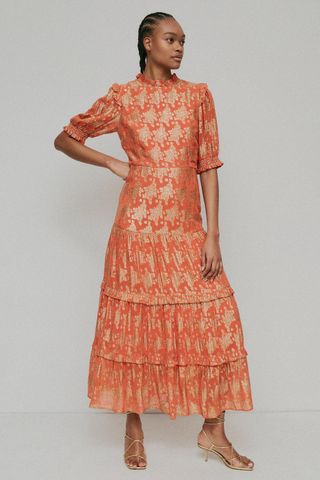 Warehouse + Sparkle Frill Tiered Midi Dress