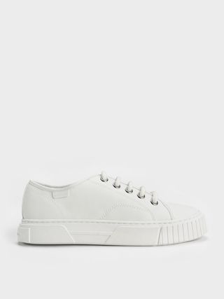 Charles & Keith + White Panelled Low-Top Sneakers | Charles & Keith