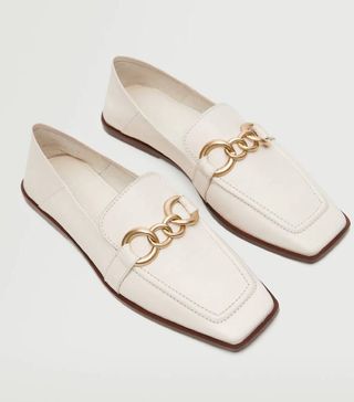 Mango + Leather Loafers With Chain