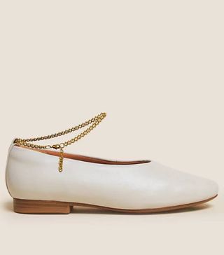 Marks & Spencer + Leather Ankle Chain Ballet Pumps