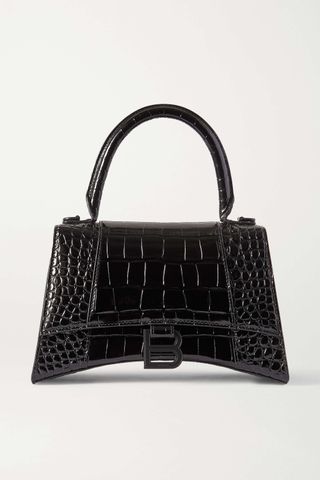 Balenciaga + Hourglass Small Croc-Effect Leather Tote