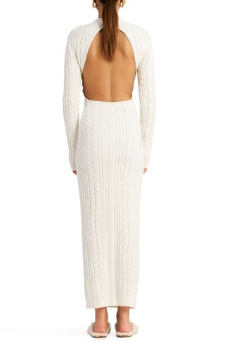 Ronny Kobo + Eire Cable Knit Open Back Maxi Sweater Dress