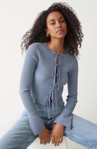 & Other Stories + Tie Front Rib Cardigan