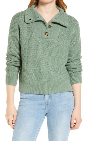 Madewell + Canby Button Mock Neck Sweater