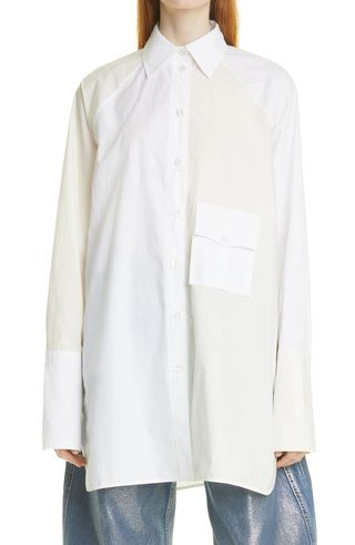Ganni + Oversize Organic Cotton Button-Up Shirt