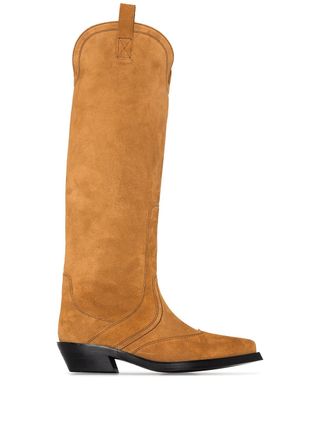 Ganni + Western-Style Knee-High Boots