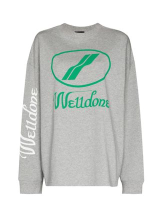 We11done + Oversized-Logo Crew-Neck Sweatshirt