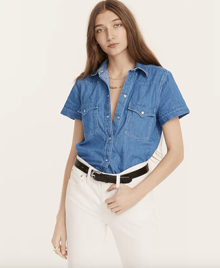 J.Crew + Classic-Fit Short-Sleeve Western Chambray Shirt