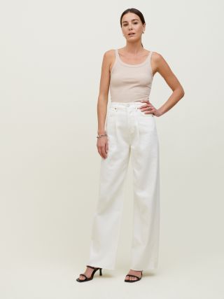 Reformation + Pleated Reworked High Rise Wide Leg Jeans