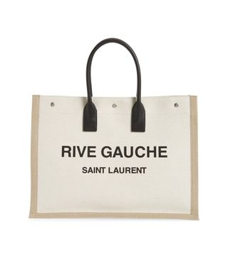 Saint Laurent + Large Rive Gauche Cotton & Linen Tote