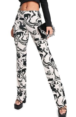 Topshop + Zebra Swirl Slinky Flare Trousers