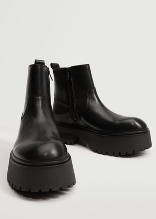 Mango + Platform Leather Ankle Boots