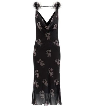 16ARLINGTON + Adwa Floral-Crystal and Feather-Trim Crepe Dress