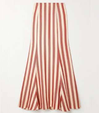 Rosie Assoulin + Paneled Striped Cotton-Jacquard Maxi Skirt