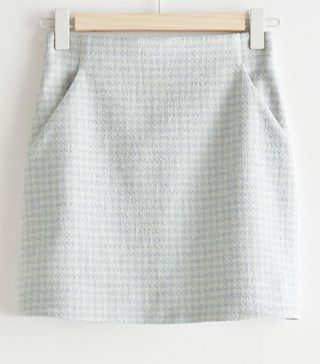 & Other Stories + Houndstooth Tweed Mini Skirt
