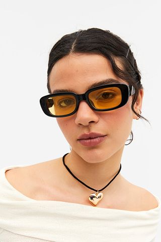 Monki + Black Oval Framed Sunglasses