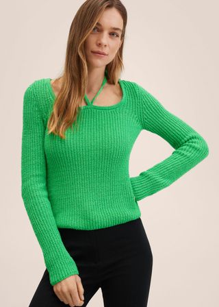Mango + Bow Collar Sweater