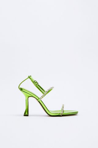 Zara + Metallic Heeled Sandals