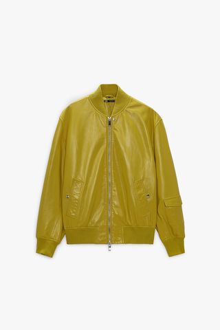 Zara + Leather Bomber Jacket
