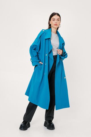 Nasty Gal + Oversized Double Breasted Belted Trench Coat