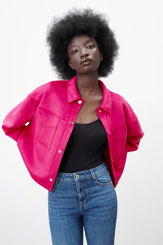 Zara + Faux Suede Short Jacket