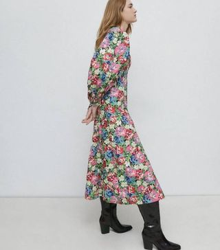 Warehouse + Petite Floral Print Voluminous Midi Dress