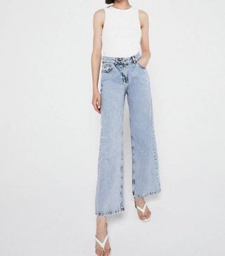 Warehouse + Petite 76s Organic Cotton Wide Leg Jean