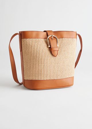 
Other Stories + Leather Trim Woven Bucket Bag