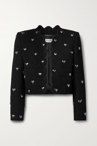 Saint Laurent + Cropped Bouclé Jacket
