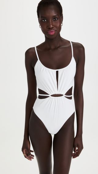 Jonathan Simkhai + Genesis Strappy Solid Tie Front Cutout One Piece