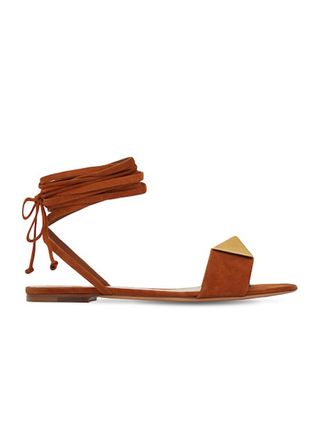 Valentino + One Stud Calfskin Flat Sandals