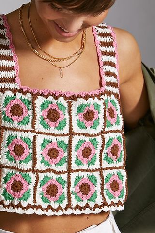 Anthropologie + Floral Crochet Tank