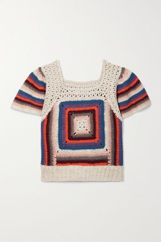 Sea + Mena Striped Crochet Top