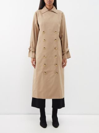 Toteme + Double-Breasted Cotton-Blend Gabardine Trench Coat
