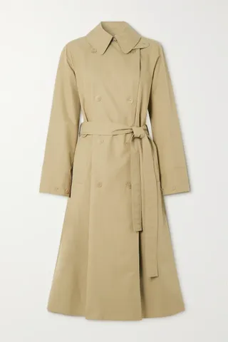 Loewe + Double-Breasted Cutout Cotton-Gabardine Trench Coat
