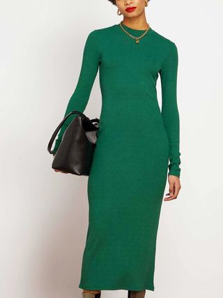 Omnes + Jersey Midi Dress in Forest Green