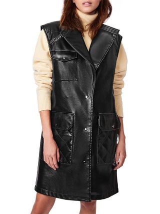 Bernie + Faux Leather Longline Vest