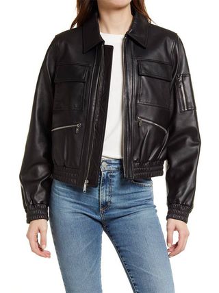 Sam Edelman + Leather Bomber Jacket