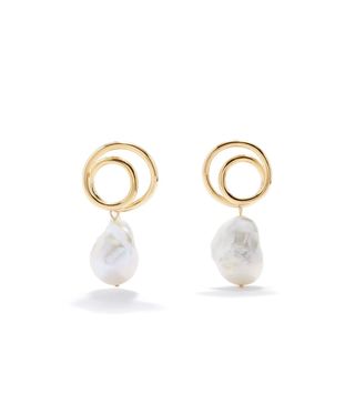 Completedworks + Coil Pearl & 14kt Gold-Plated Hoop Earrings
