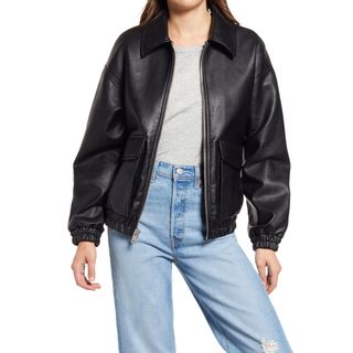Levi's + Women's Faux Leather Dad Bomber Jacket