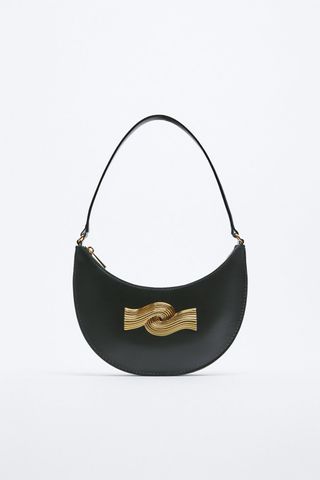 Zara + Metal Trim Shoulder Bag