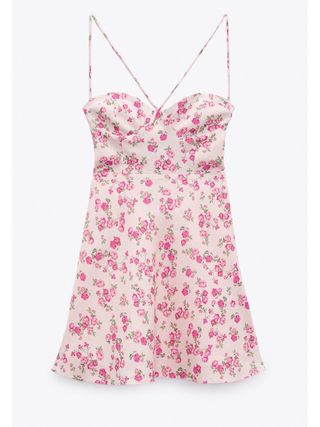 Zara + Floral Linen Blend Dress