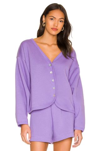 Donni + Eco Fleece Cardi in Lavender