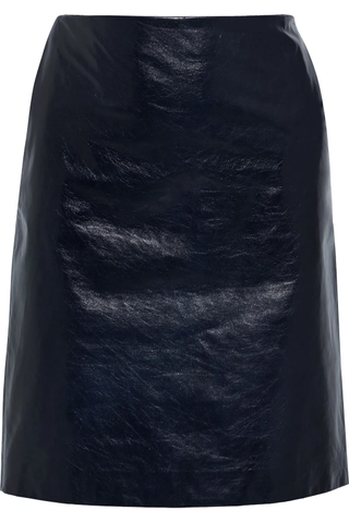 Theory + Clean Glossed Textured-Leather Mini Skirt